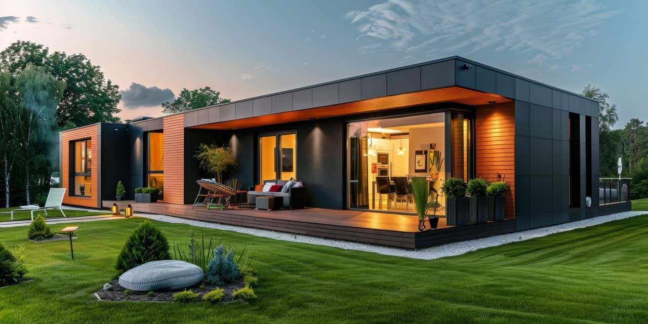 Casa prefabricada con jardín
